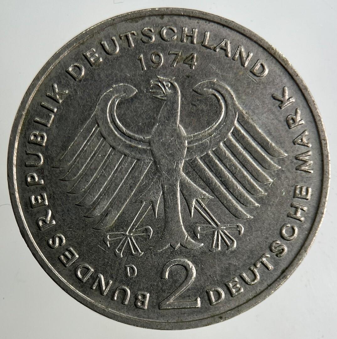 1974 Germany 2 Mark Coin | Fine Collectable Grade