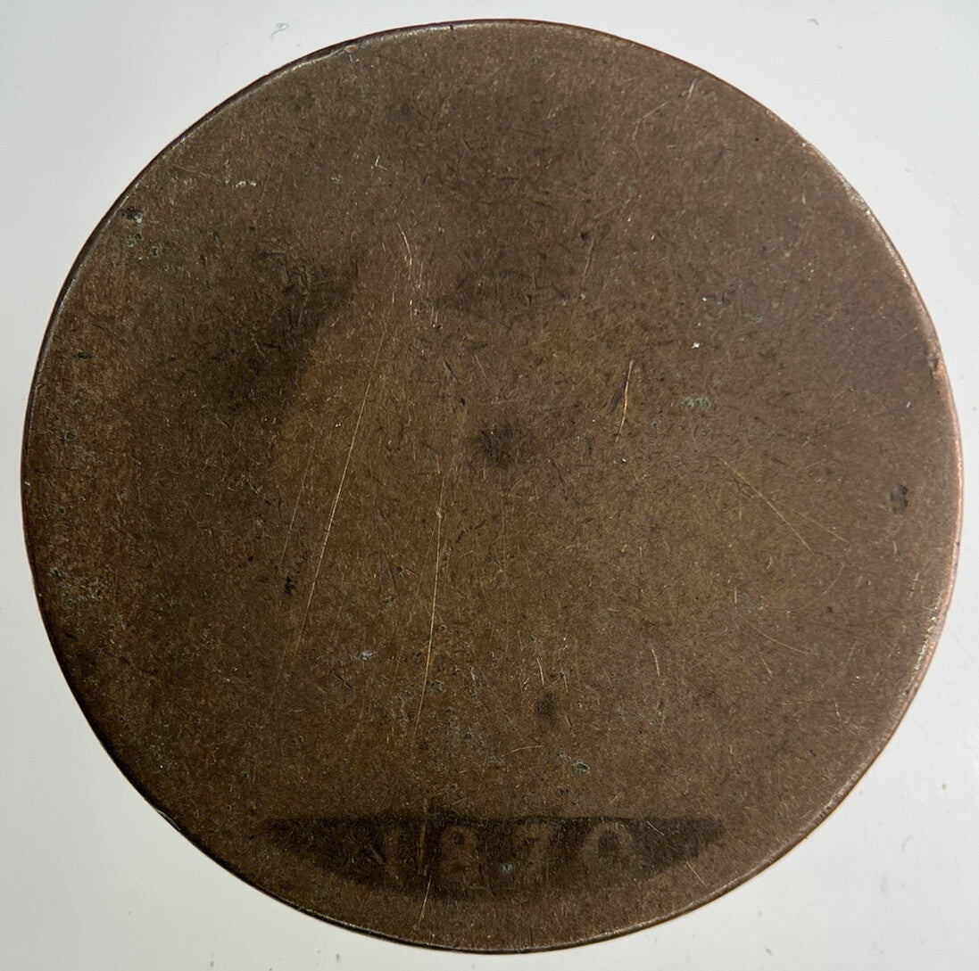 1870 Victoria One Penny Coin | Worn Grade