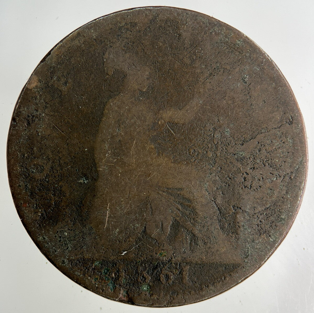 1861 Victoria One Penny Coin | Worn Grade