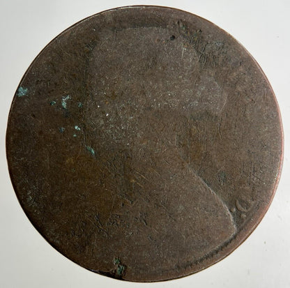 1861 Victoria One Penny Coin | Worn Grade