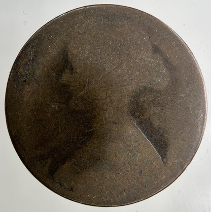 1863 Victoria One Penny Coin | Worn Grade