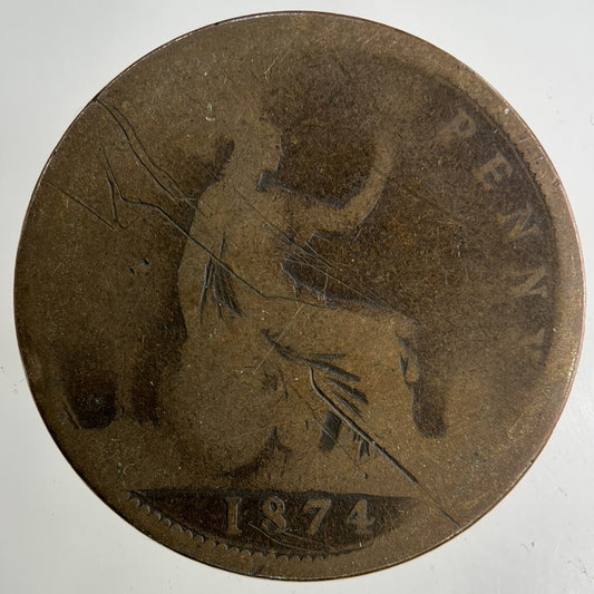 1874 Victoria One Penny Coin | Fair Grade