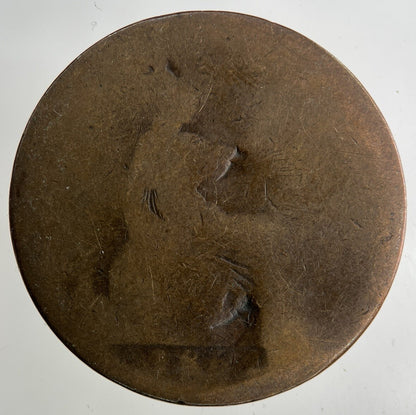 1862 Victoria One Penny Coin | Worn Grade