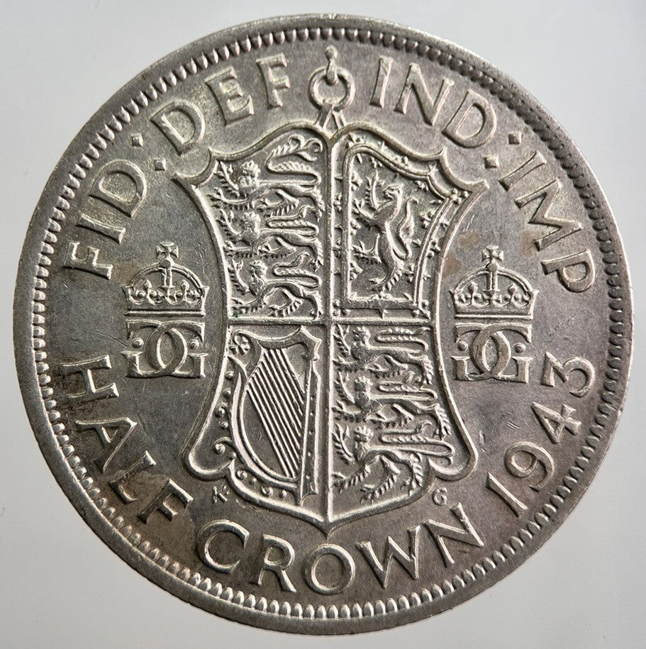 1943 George VI Half-Crown Silver Coin | Fine Collectable Grade | a8068