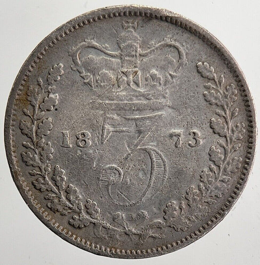 1873 Victoria Threepence Silver Coin | Fine Collectable Grade | a5890