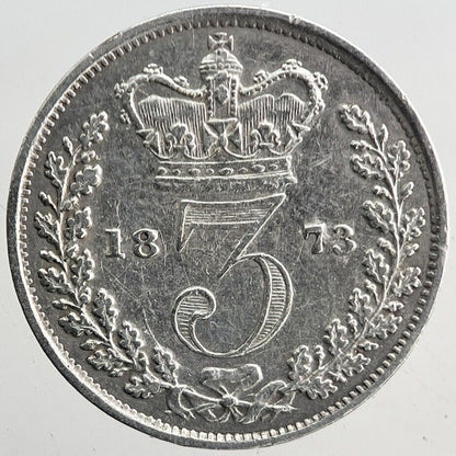 1873 Victoria Threepence Silver Coin | Very Fine Grade | a6096