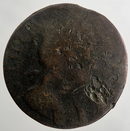 British William III 3rd Half-Penny Coin | Worn Grade