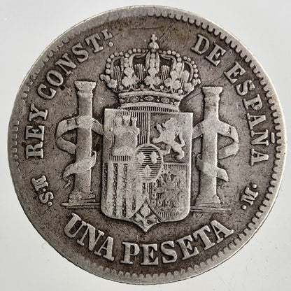1885 Spain 1 Una Peseta Silver Coin | Fine Collectable Grade