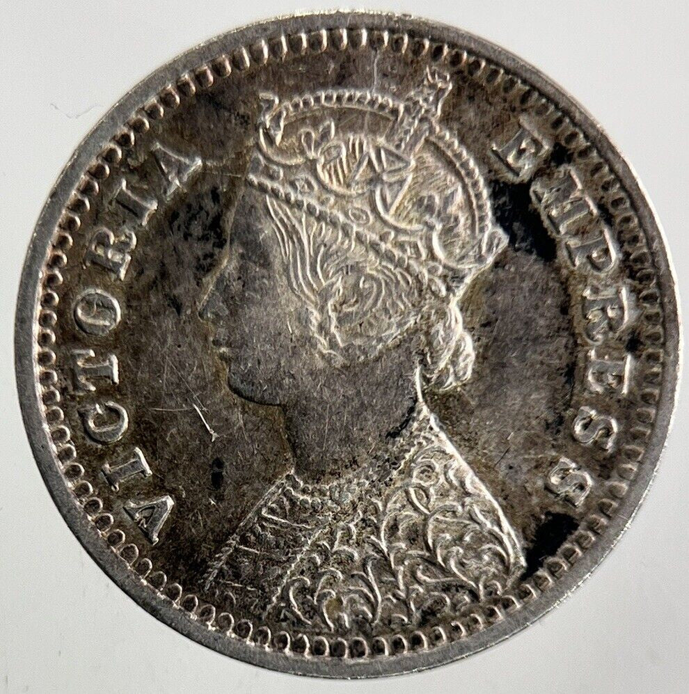 1889 India 2 Annas Silver Coin | Very Fine Grade