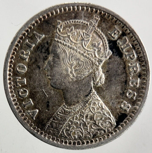 1889 India 2 Annas Silver Coin | Very Fine Grade