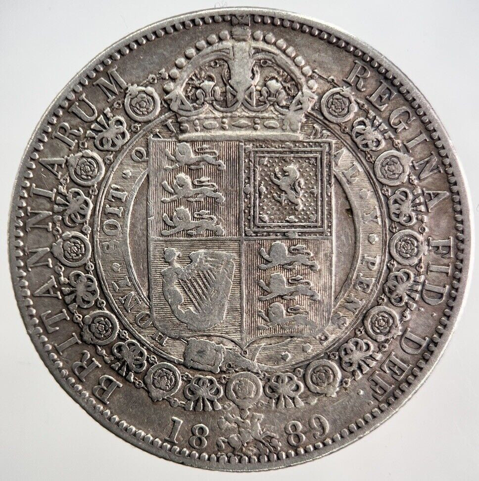 1889 Victoria Half-Crown Silver Coin | Fine Collectable Grade | a341