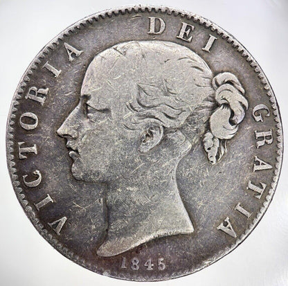 1845 Victoria One Crown Silver Coin | Fine Collectable Grade