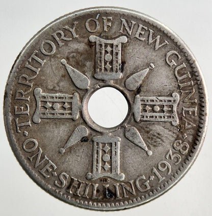 1938 British New Guinea Silver Shilling Coin | Fine Collectable Grade