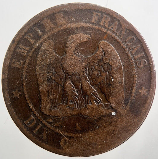 1855 France Dix 10 Centimes Napoleon III Coin | Fair Grade
