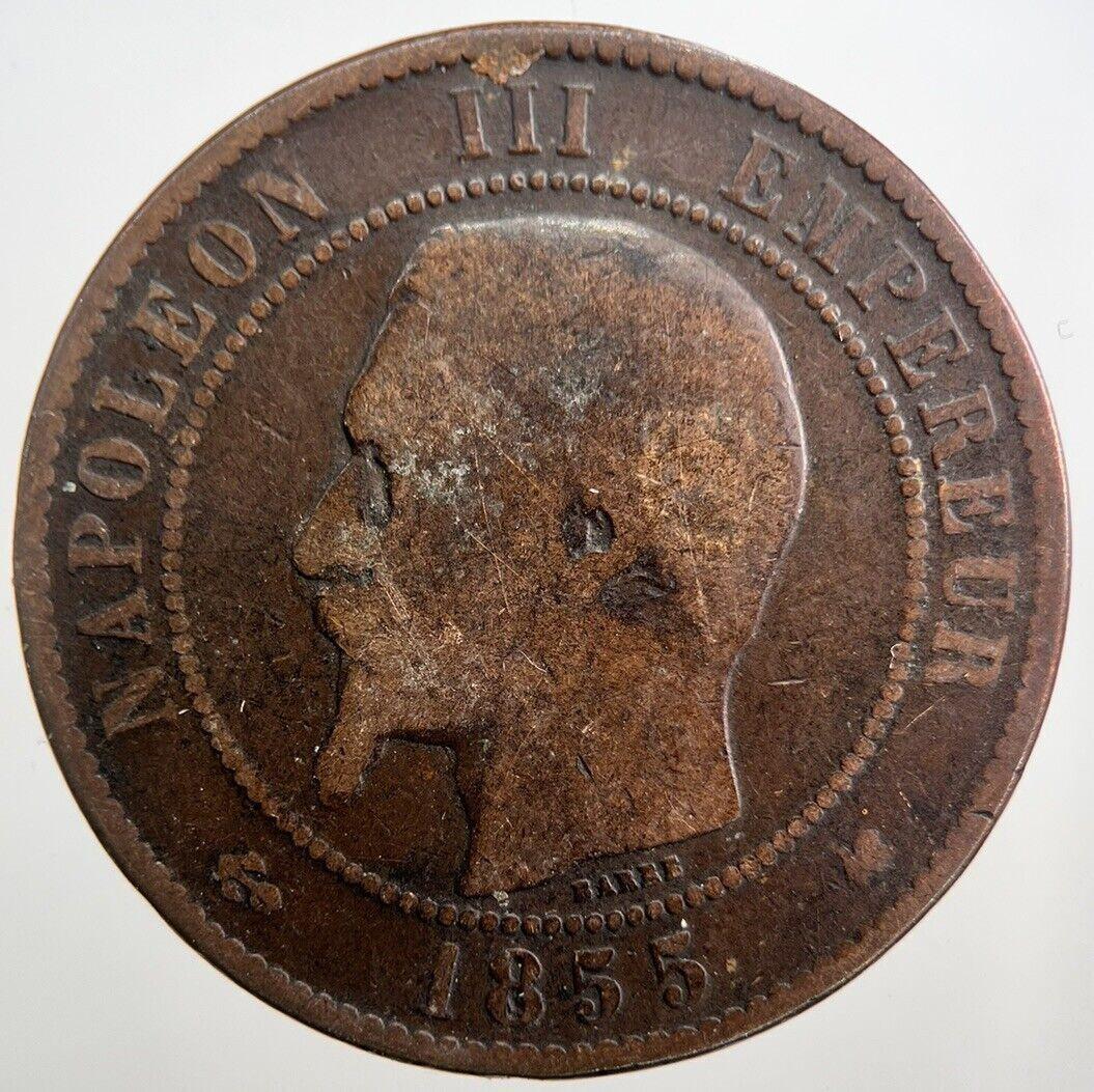 1855 France Dix 10 Centimes Napoleon III Coin | Fair Grade