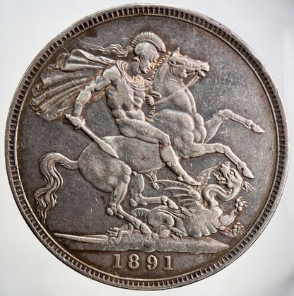 1891 Jubilee Head Victoria Crown Silver Coin | Fine Collectable Grade | a3467