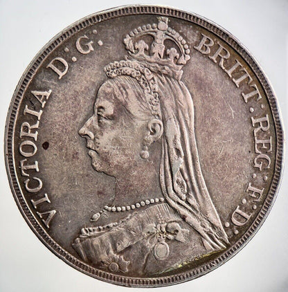 1891 Jubilee Head Victoria Crown Silver Coin | Fine Collectable Grade | a3467