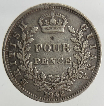 1942 Belize British Guiana Four-Pence Silver Coin | Fine Collectable Grade