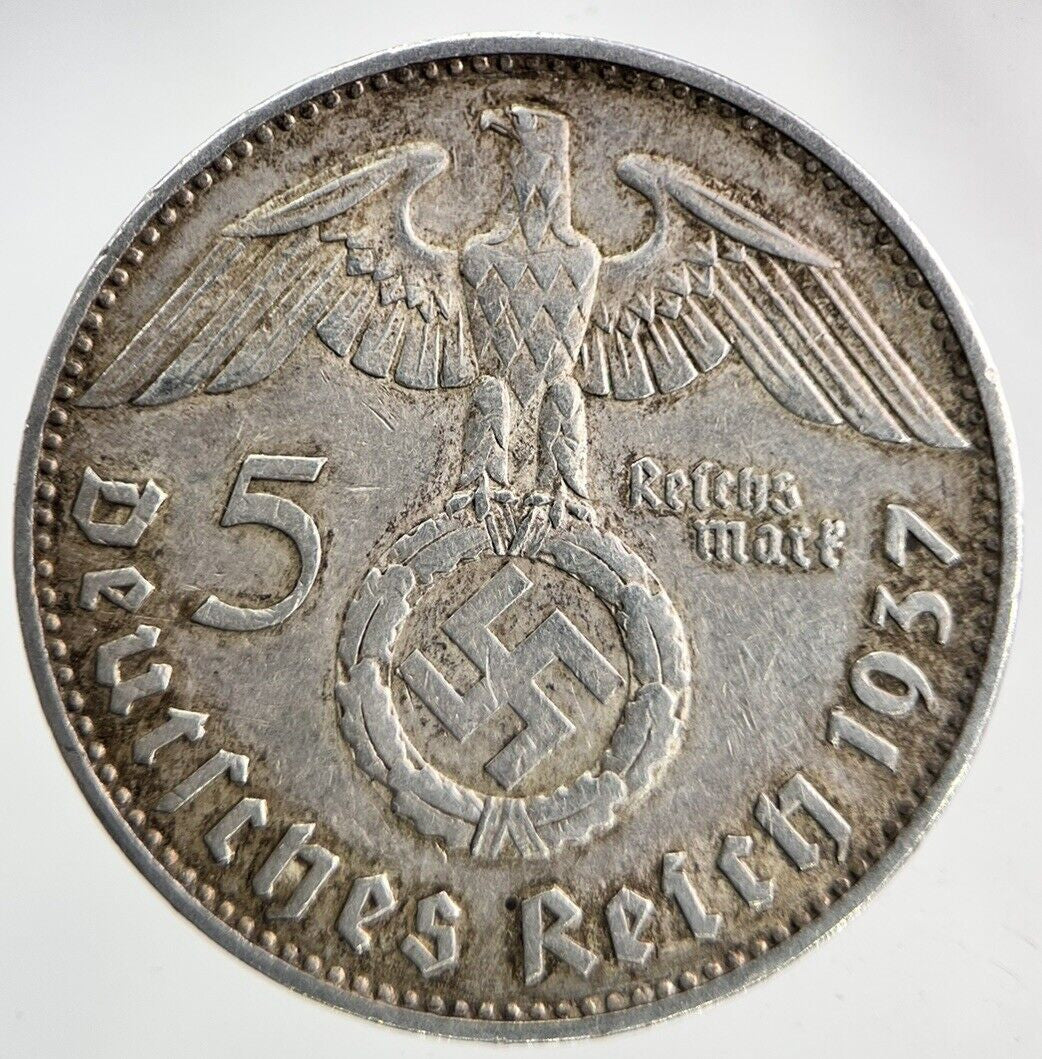 1937 Germany Nazi 5 Mark Silver Coin | Very High Grade