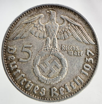 1937 Germany Nazi 5 Mark Silver Coin | Very High Grade