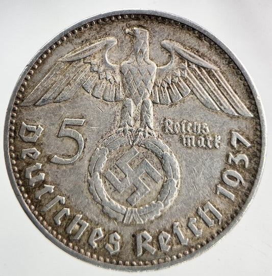 1937 Germany Nazi 5 Mark Silver Coin | Very High Grade