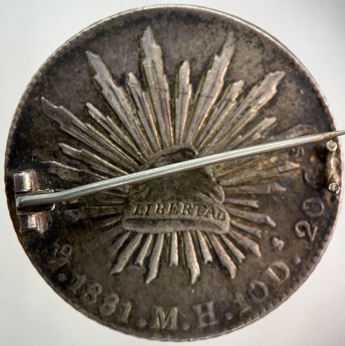 1881 Mexico 8 Reales Mounted Silver Silver Coin | Fine Collectable Grade