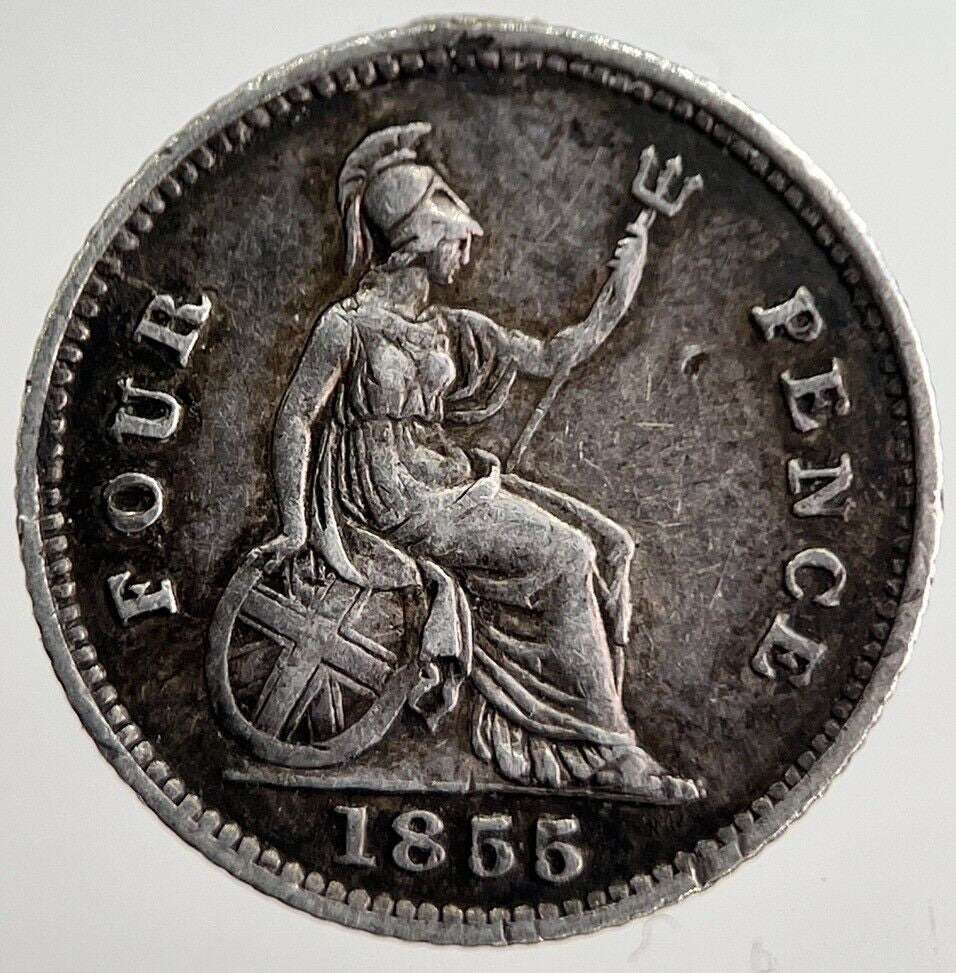 1855 Victoria Groat Four-Pence Silver Coin | Very High Grade | a8277