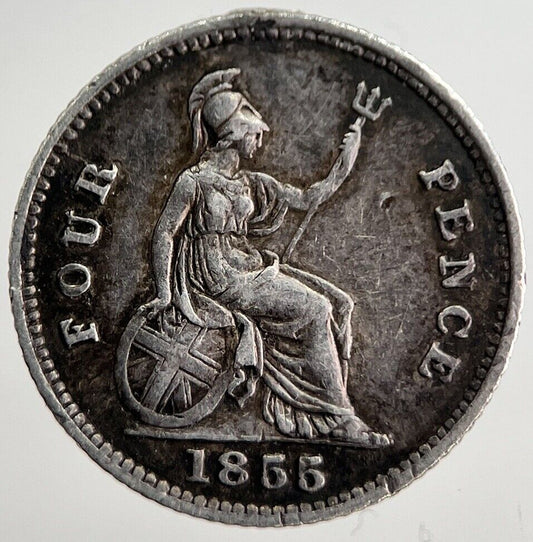 1855 Victoria Groat Four-Pence Silver Coin | Very High Grade | a8277