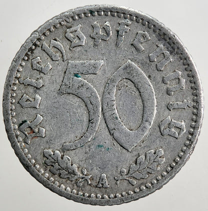 1942-A Germany Nazi 50 Pfennig Coin | Very High Grade