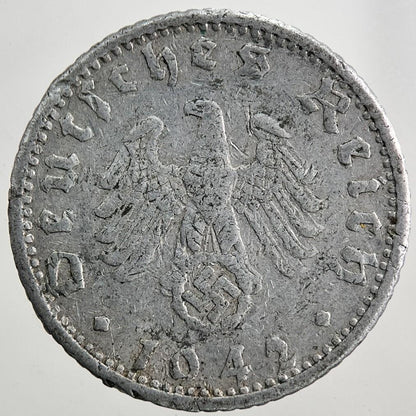 1942-A Germany Nazi 50 Pfennig Coin | Very High Grade