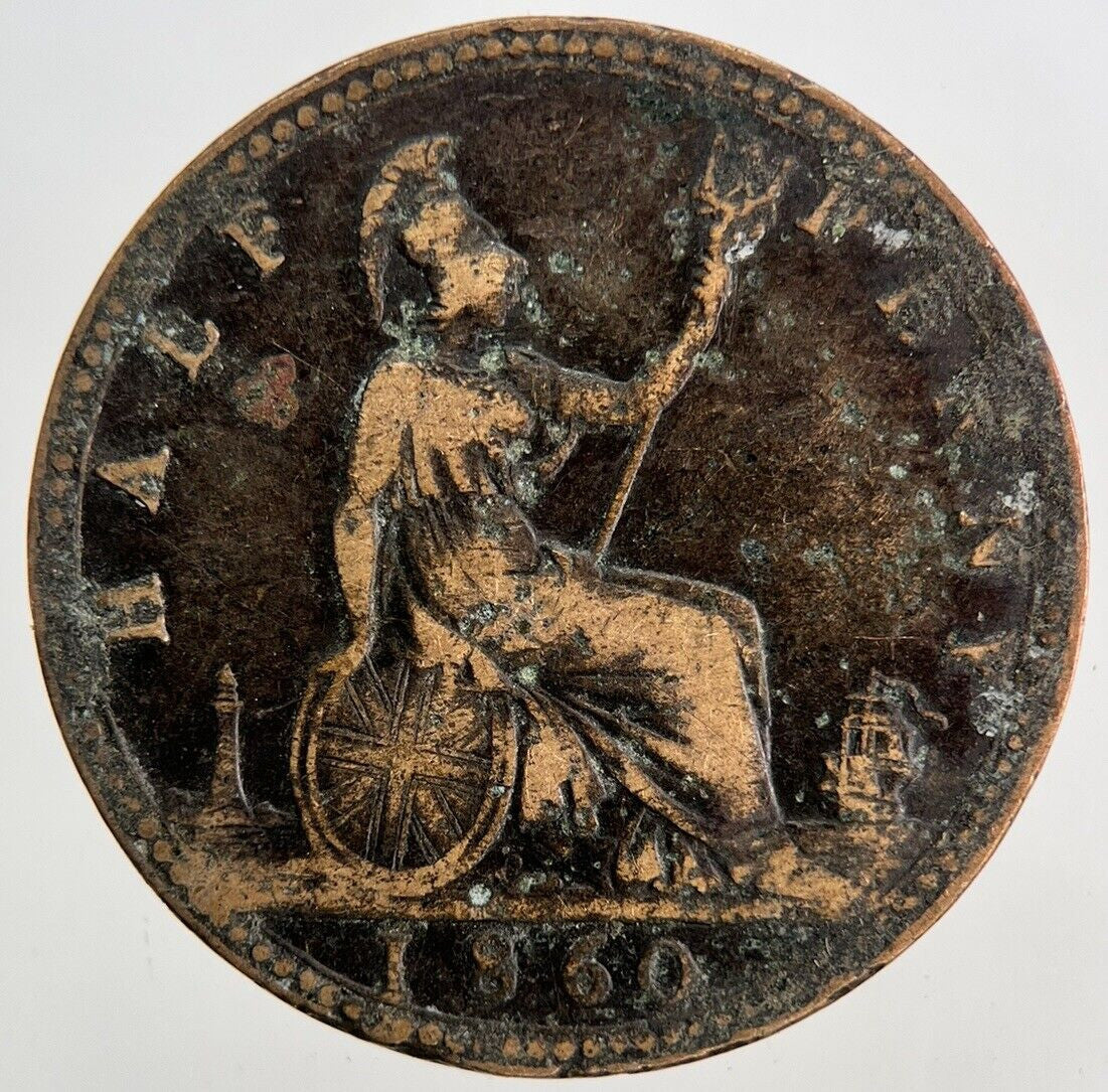 1860 Victoria Half-Penny Coin | Fine Collectable Grade