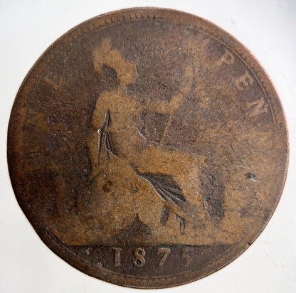 1875 Victoria One Penny Coin | Fair Grade