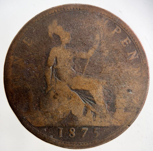 1875 Victoria One Penny Coin | Fair Grade