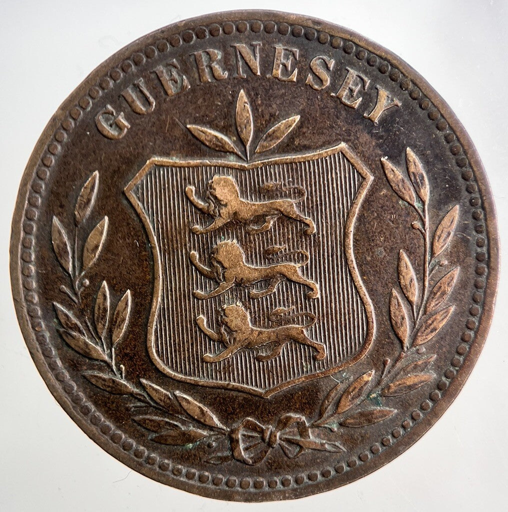 1902 Guernsey 8 Doubles Coin | Fine Collectable Grade | a5717