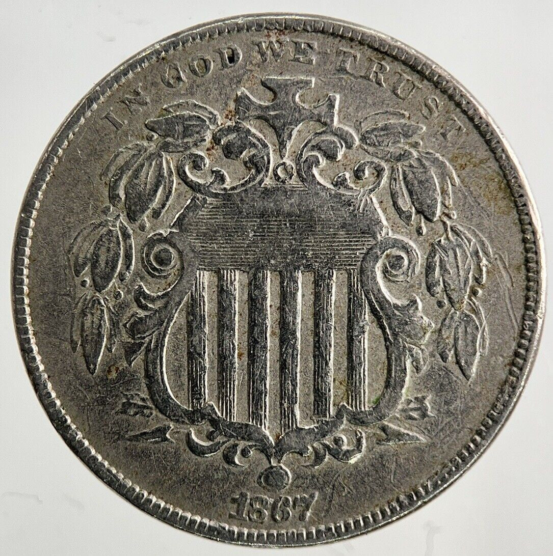 1867 US USA Shield Nickel 5 Cents Coin | Fine Collectable Grade