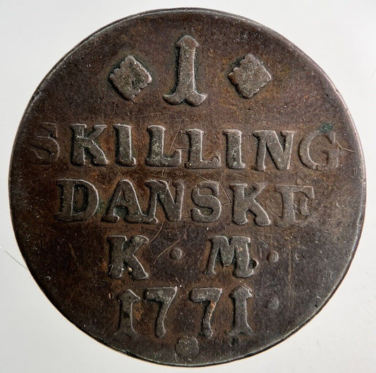 1771 Denmark 1 Skilling Coin | Collectable Grade