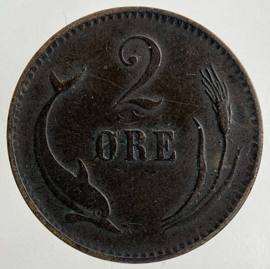 1883 Denmark 2 Ore Coin | Fine Collectable Grade