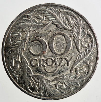 1938 Poland 50 Grozy Coin | Fine Collectable Grade