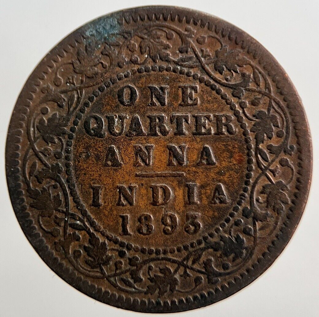 1893 Victoria India Quarter 1/4 Anna Coin | Collectable Grade | a608