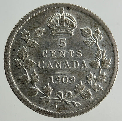 1909 Canada 5 Cents Silver Coin | Very High Grade
