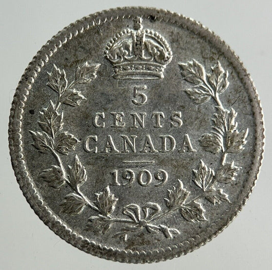 1909 Canada 5 Cents Silver Coin | Very High Grade