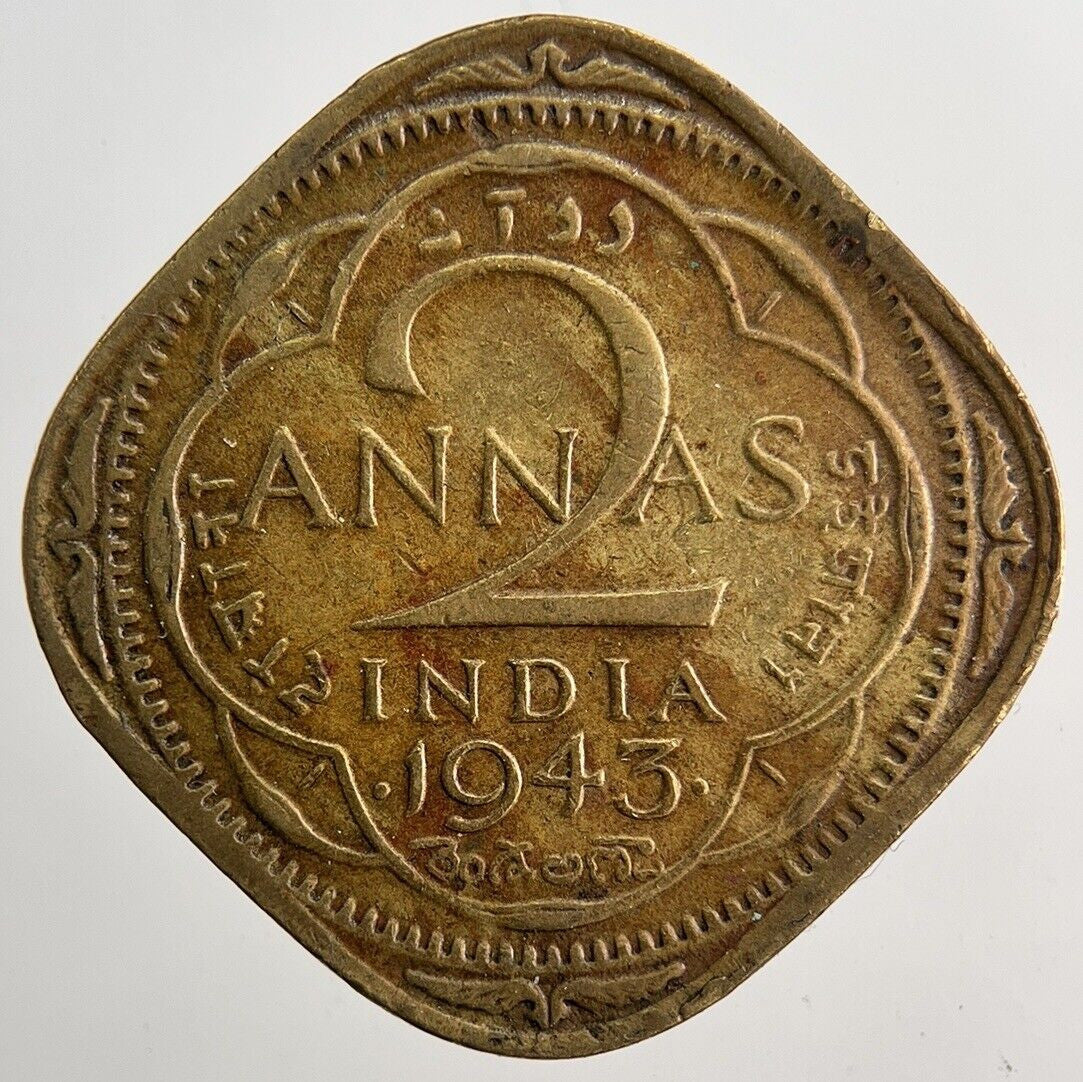1943 George VI India 2 Two Annas Coin | Fine Collectable Grade | a5763
