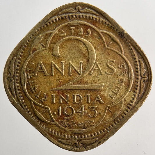 1943 George VI India 2 Two Annas Coin | Fine Collectable Grade | a5763