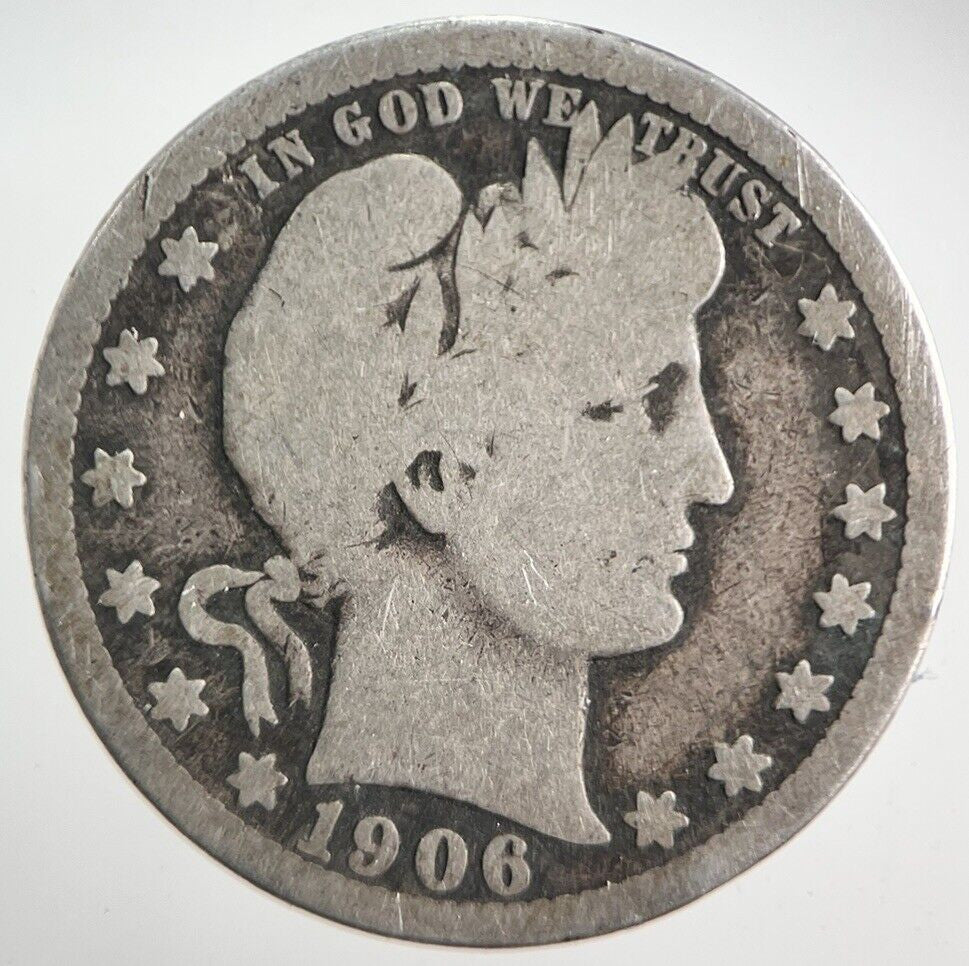 1906 US USA Barber Quarter Dollar Silver Coin | Collectable Grade