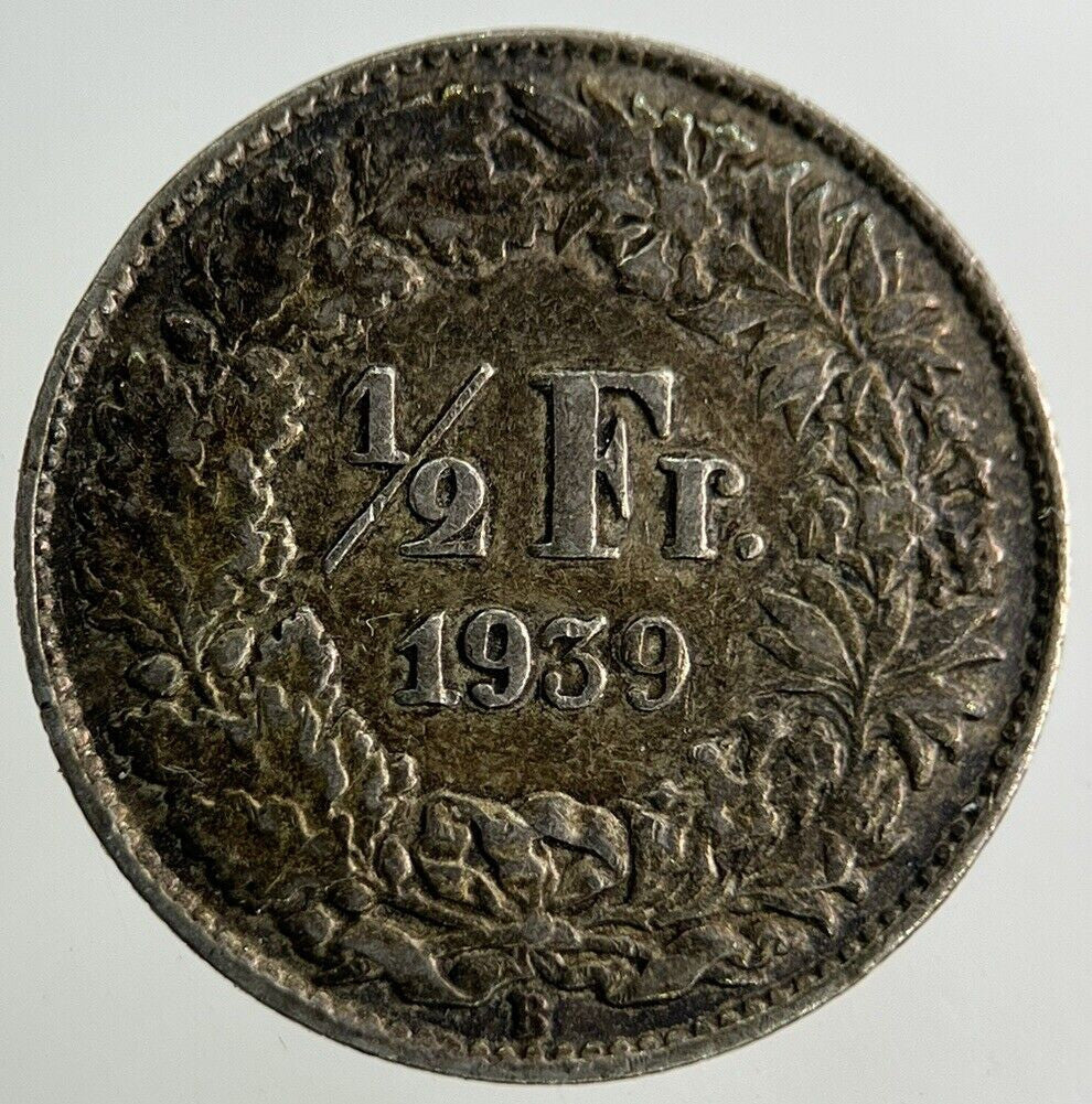 1939 Switzerland Swiss 1/2 Half Franc Silver Coin | Very High Grade
