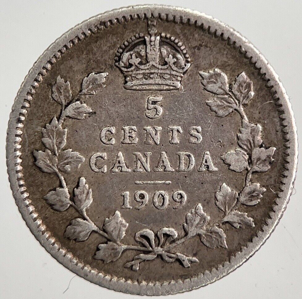 1909 Canada 5 Cents Silver Coin | Very High Grade | a7810