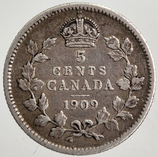 1909 Canada 5 Cents Silver Coin | Very High Grade | a7810