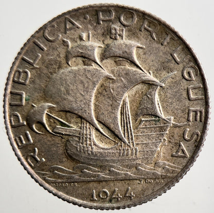 1944 Portugal 2.5 2-1/2 Escudos Silver Coin | Fine Collectable Grade | a3617
