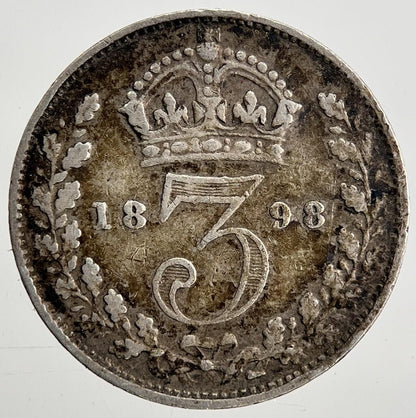1898 Victoria Threepence | British Silver Coin | Fine Collectable Grade | a2006