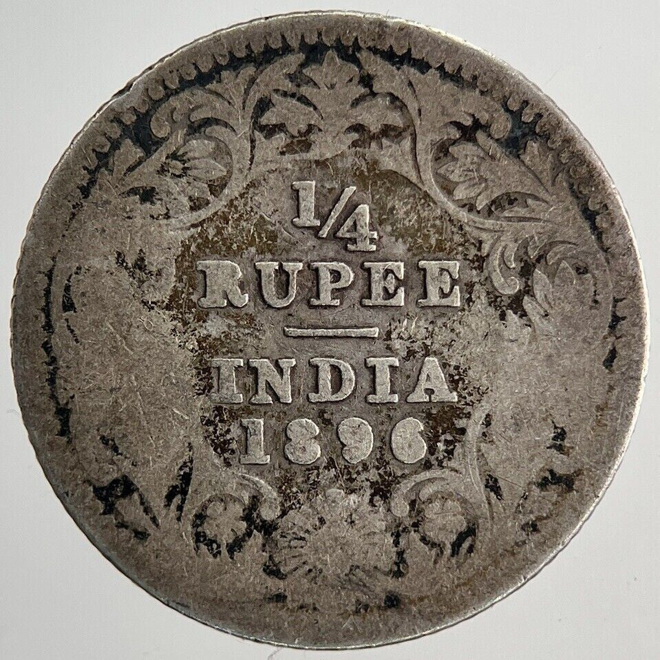 1896 India 1/4 Quarter Rupee Silver Coin | Collectable Grade | a6701